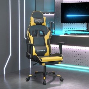 vidaXL Herná stolička s opierkou na nohy čierna a zlatá umelá koža