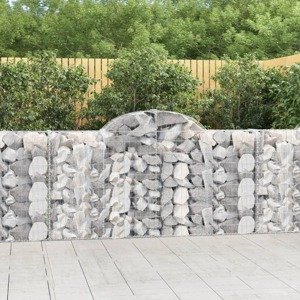 vidaXL Oblúkové gabiónové koše 7ks 200x30x100/120cm pozinkované železo