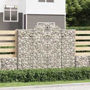 vidaXL Oblúkové gabiónové koše 7ks 200x50x160/180cm pozinkované železo