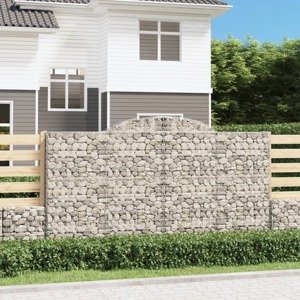 vidaXL Oblúkové gabiónové koše 3ks 300x50x160/180cm pozinkované železo