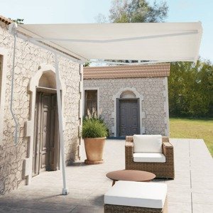 vidaXL Súprava markízových stĺpikov biela 300x245 cm železo