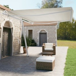 vidaXL Súprava markízových stĺpikov biela 450x245 cm železo