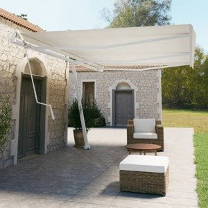 vidaXL Súprava markízových stĺpikov biela 600x245 cm železo