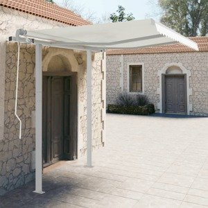 vidaXL Súprava markízových stĺpikov biela 300x245 cm železo