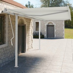 vidaXL Súprava markízových stĺpikov biela 450x245 cm železo
