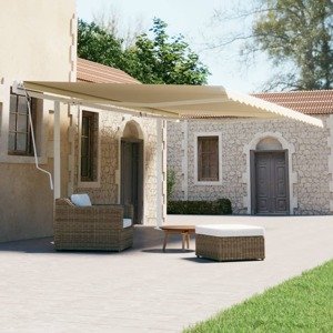 vidaXL Súprava markízových stĺpikov biela 600x245 cm železo