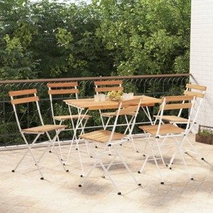 vidaXL Skladacie bistro stoličky 6 ks akáciový masív a oceľ