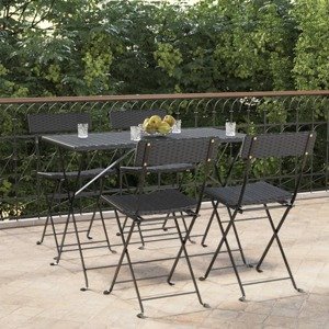 vidaXL Skladacie bistro stoličky 4 ks čierne polyratan a oceľ