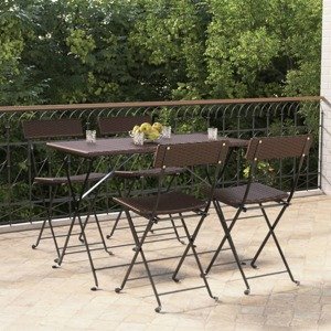 vidaXL Skladacie bistro stoličky 4 ks hnedé polyratan a oceľ