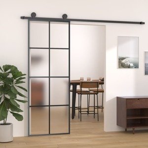 vidaXL Posuvné dvere s kovaním 76x205 cm ESG sklo a hliník