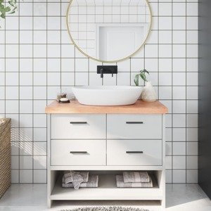 vidaXL Kúpeľňová doska bledohnedá 100x50x(2-6) cm ošetrený masív