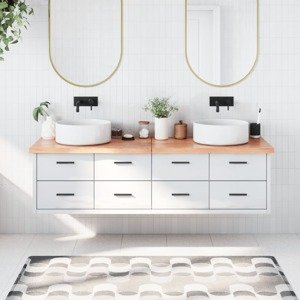 vidaXL Kúpeľňová doska bledohnedá 180x50x(2-4) cm ošetrený masív