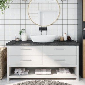 vidaXL Kúpeľňová doska tmavohnedá 160x60x(2-6) cm ošetrený masív