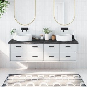 vidaXL Kúpeľňová doska tmavohnedá 180x60x(2-4) cm ošetrený masív