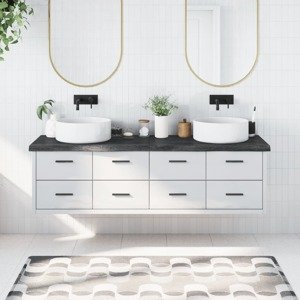 vidaXL Kúpeľňová doska tmavohnedá 180x60x(2-6) cm ošetrený masív