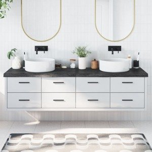 vidaXL Kúpeľňová doska tmavohnedá 200x60x(2-6) cm ošetrený masív