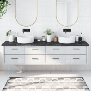vidaXL Kúpeľňová doska tmavohnedá 220x60x(2-6) cm ošetrený masív