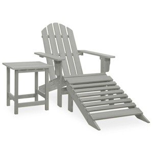 vidaXL Záhradná stolička Adirondack s otomanom a stolíkom jedľový masív sivá