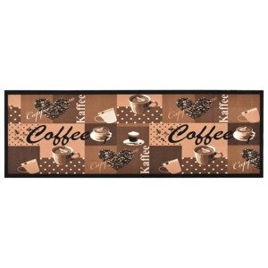 vidaXL Kuchynský koberec prateľný hnedý dizajn s kávou 60x300 cm