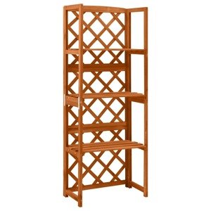 vidaXL Mriežka na rastliny z jedľového dreva s poličkami 55x30x140 cm