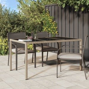 vidaXL Záhradný stôl 150x90x75 cm tvrdené sklo a polyratan čierny
