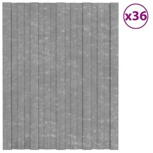 vidaXL Strešné panely 36 ks pozinkovaná oceľ strieborné 60x45 cm