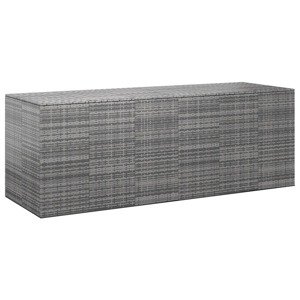 vidaXL Záhradný box na vankúše z polyratanu 291x100,5x104 cm sivý