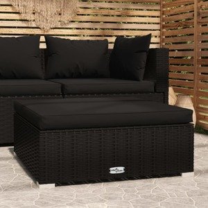 vidaXL Záhradná taburetka so sedákom čierna 70x70x30 cm polyratan