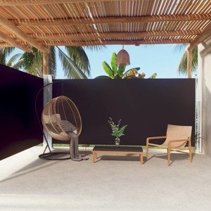 vidaXL Zaťahovacia bočná markíza čierna 180x600 cm