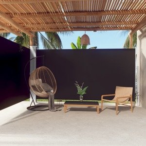 vidaXL Zaťahovacia bočná markíza čierna 200x600 cm