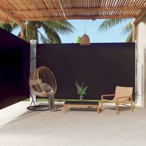 vidaXL Zaťahovacia bočná markíza čierna 220x600 cm