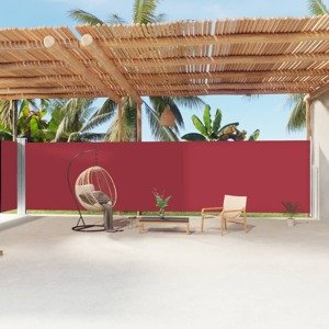 vidaXL Zaťahovacia bočná markíza červená 200x1200 cm