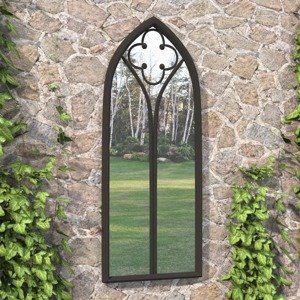 vidaXL Záhradné zrkadlo čierne 100x45 cm exteriérové železo