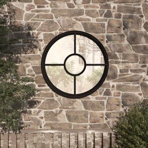 vidaXL Záhradné zrkadlo čierne 60x4 cm okrúhle exteriérové železo