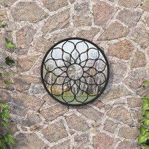 vidaXL Záhradné zrkadlo čierne 40x3 cm okrúhle exteriérové železo