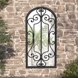 vidaXL Záhradné zrkadlo čierne 70x30 cm exteriérové železo