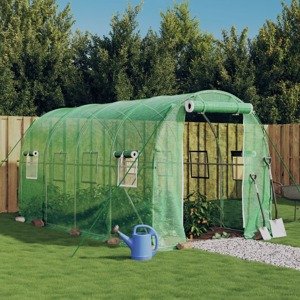 vidaXL Fóliovník s oceľovým rámom zelený 8 m² 4x2x2 m