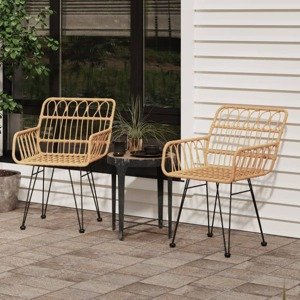 vidaXL Záhradné stoličky 2 ks s opierkami rúk 56x64x80 cm PE Rattan