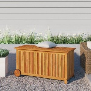 vidaXL Záhradný úložný box s kolieskami 113x50x58 cm masívna akácia