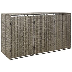vidaXL Ohrada na tri odpadkové koše sivá 207x80x117 cm polyratan