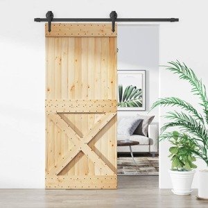 vidaXL Posuvné dvere so sadou kovania 90x210 cm borovicový masív