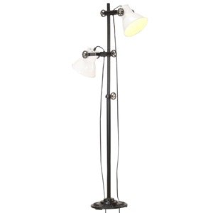 vidaXL Stojanová lampa s 2 tienidlami biela E27 liatina železa