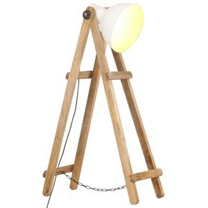 vidaXL Stojanová lampa biela masívne mangovníkové drevo E27
