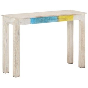 vidaXL Konzolový stolík biely 115x35x77 cm surový mangovníkový masív