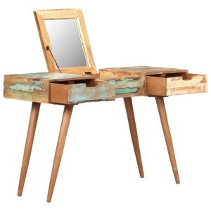 vidaXL Toaletný stolík so zrkadlom 112x45x76 cm, recyklovaný masív