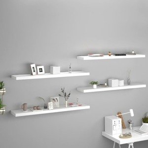 vidaXL Plávajúce nástenné police 4 ks, biele 120x23,5x3,8 cm, MDF