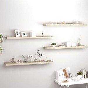 vidaXL Plávajúce nástenné police 4 ks, dubové 120x23,5x3,8 cm, MDF
