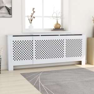 vidaXL Kryt na radiátor biely 205 cm MDF