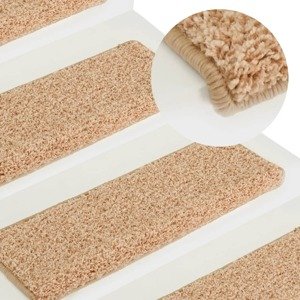vidaXL Kobercové nášľapy na schody 15 ks 65x21x4 cm zlaté