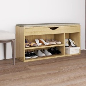 vidaXL Lavica na topánky s vankúšom dub sonoma 104x30x49 cm drevotrieska